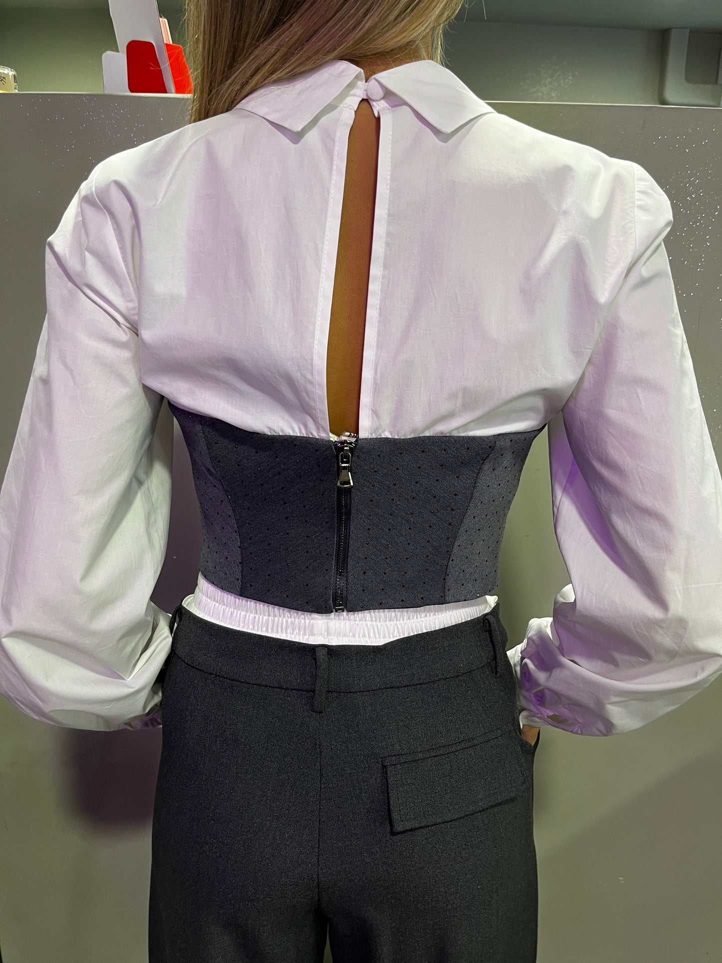 Camicia crop strass