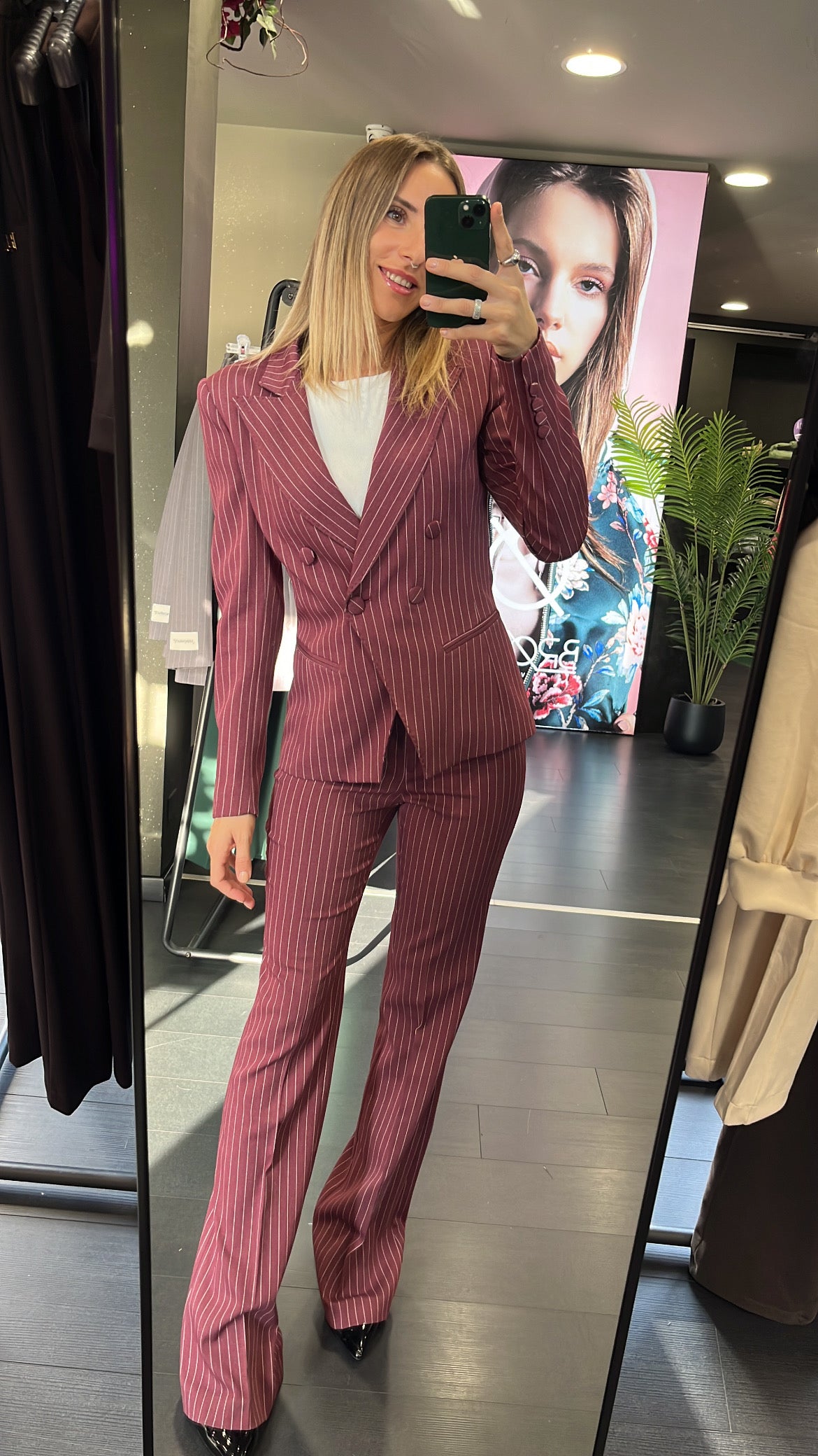 Blazer gessato Silence bordeaux
