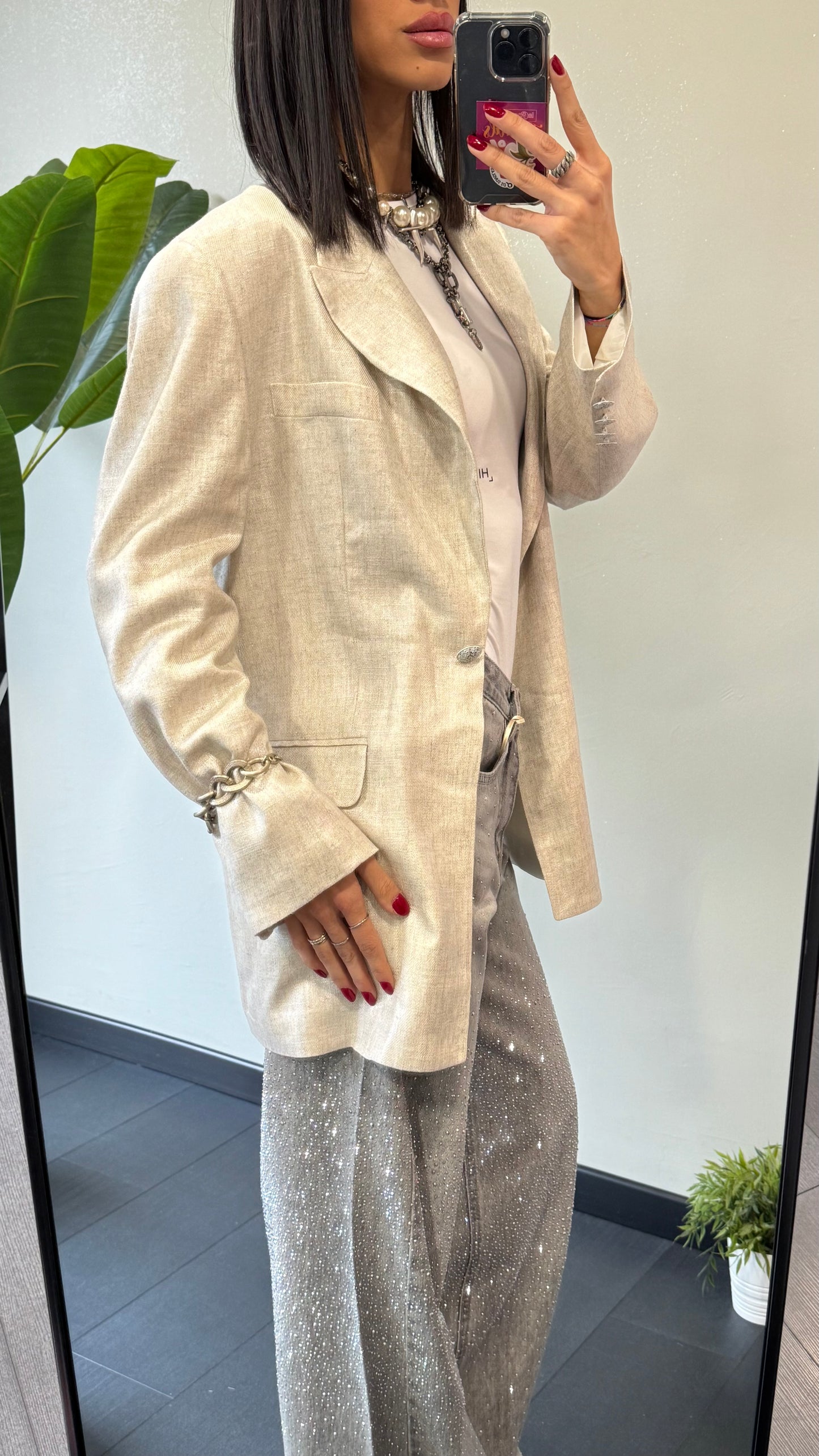Blazer Over Boy-friend Linum Silence