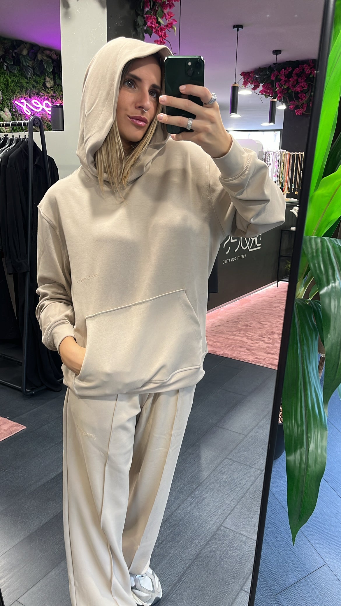 Felpa con cappuccio Hinnominate beige