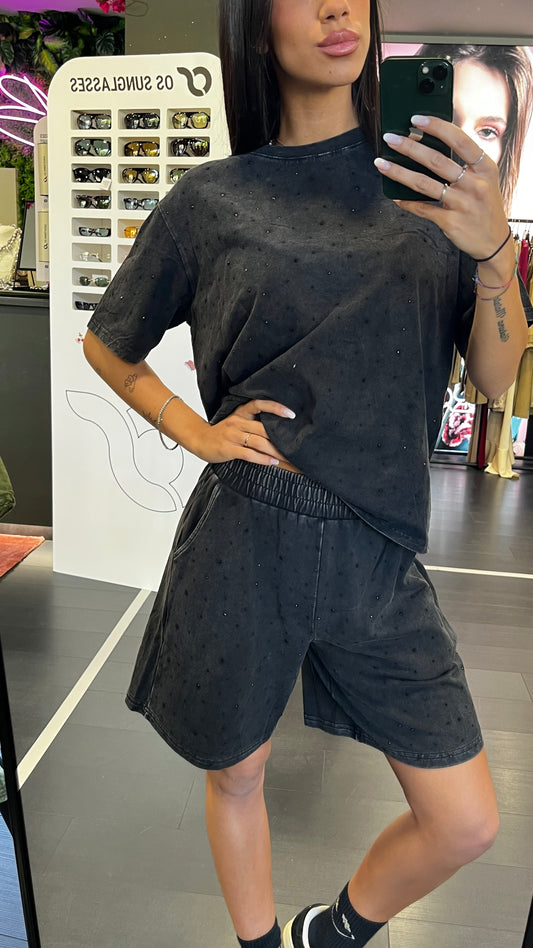 Coordinato Broes Bermuda & T-Shirt con Strass