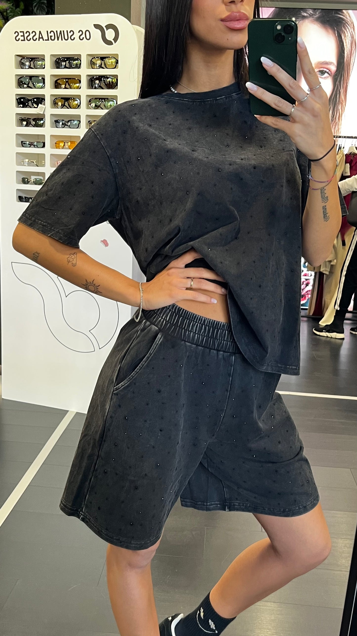 Coordinato Broes Bermuda & T-Shirt con Strass