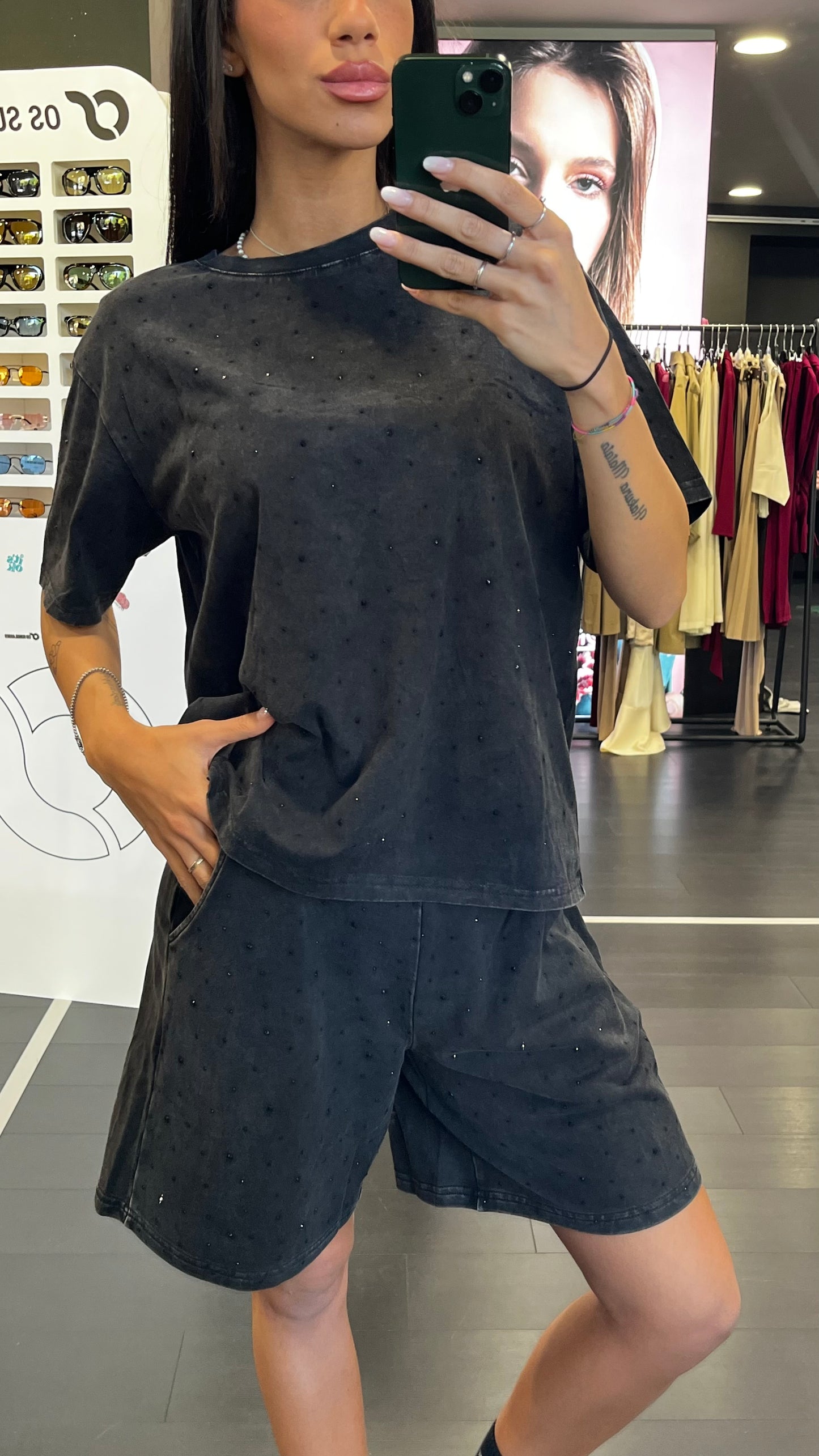 Coordinato Broes Bermuda & T-Shirt con Strass